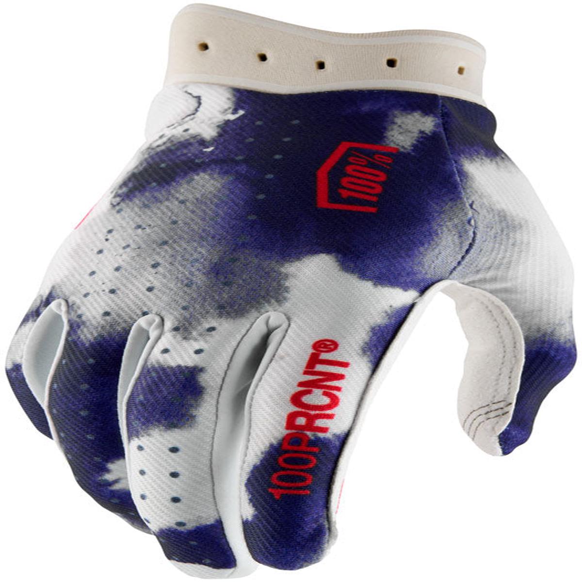 100% iTrack Gloves Full Finger Cycling Gloves Small Blue - White Touchscreen-Enabled