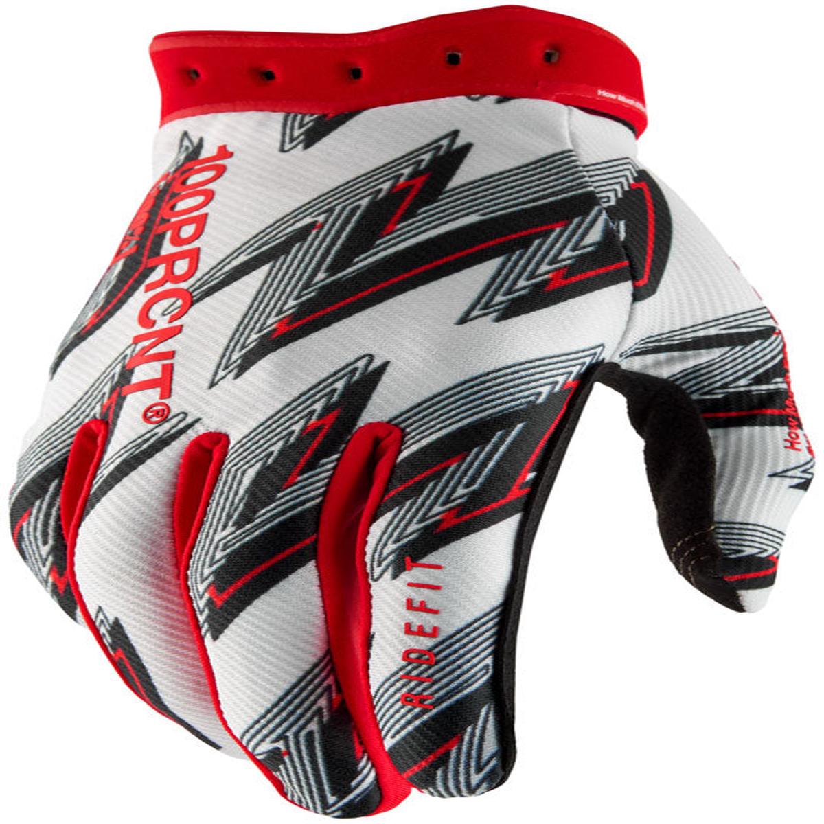 100% Ridefit Gloves Full Finger Cycling Gloves Medium Red Touchscreen Compatible